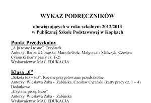 Wykaz podręczników obowiązujący w roku szkolnym 2012/2013