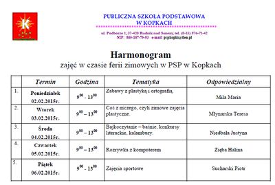 Ferie 2015 w PSP w Kopkach
